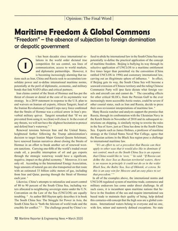 Maritime Reporter Magazine, page 72,  Mar 2020