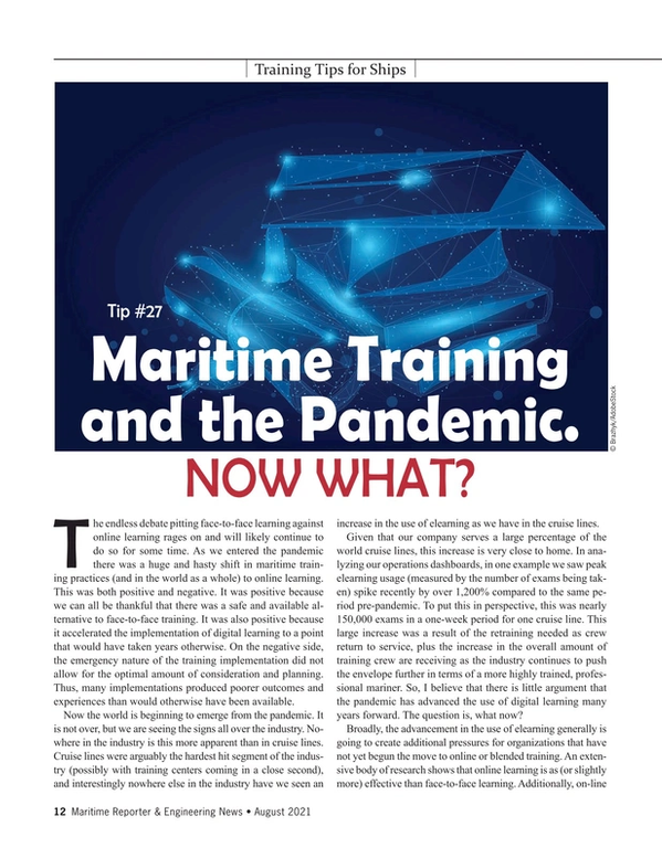 Maritime Reporter Magazine, page 12,  Aug 2021