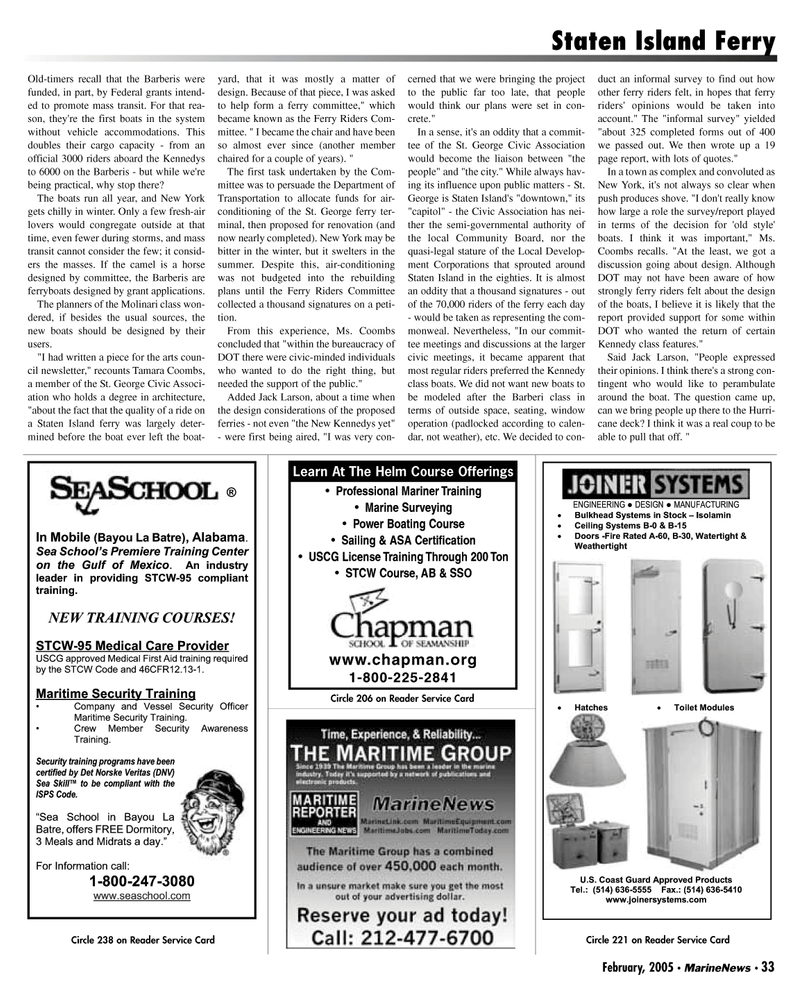 Marine News Magazine, page 33,  Feb 2005