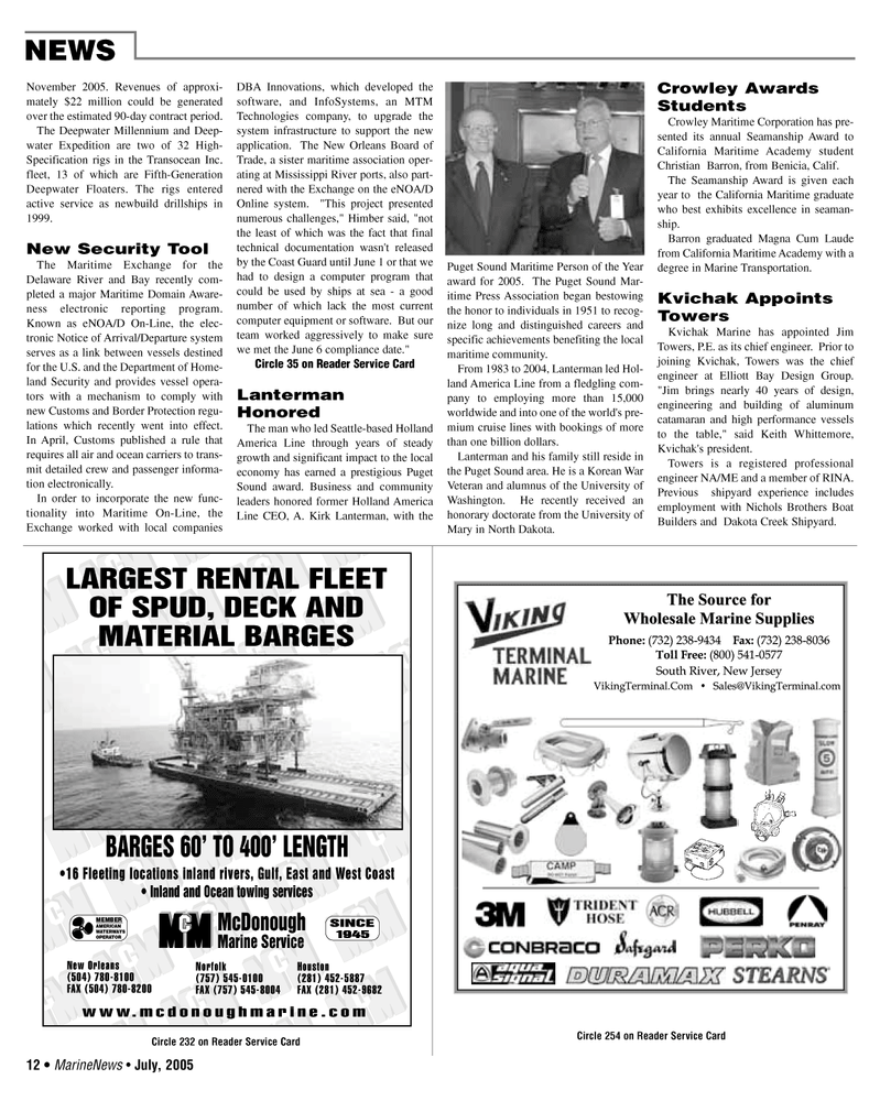 Marine News Magazine, page 12,  Jul 2005