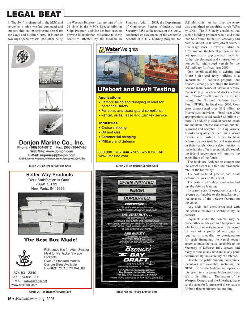 Marine News Magazine, page 16,  Jul 2005