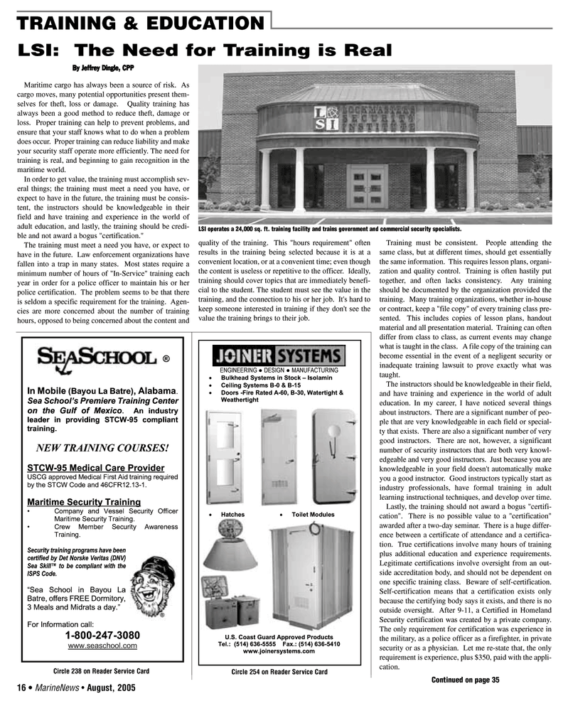 Marine News Magazine, page 16,  Aug 2005