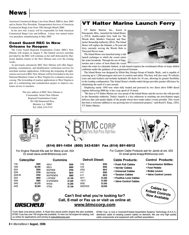 Marine News Magazine, page 8,  Aug 2006