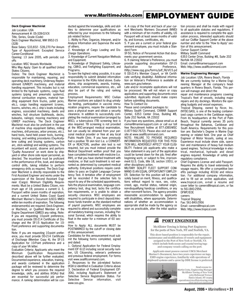 Marine News Magazine, page 31,  Aug 2006