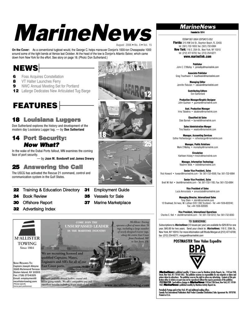 Marine News Magazine, page 2,  Aug 2006