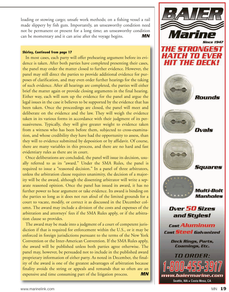 Marine News Magazine, page 19,  Jan 2, 2010