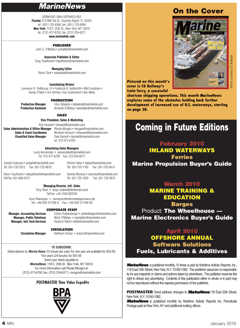 Marine News Magazine, page 4,  Jan 2, 2010
