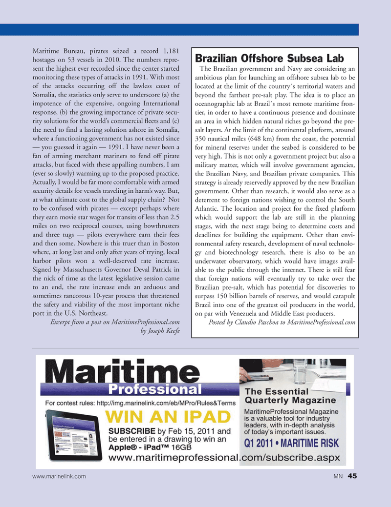 Marine News Magazine, page 45,  Feb 2011