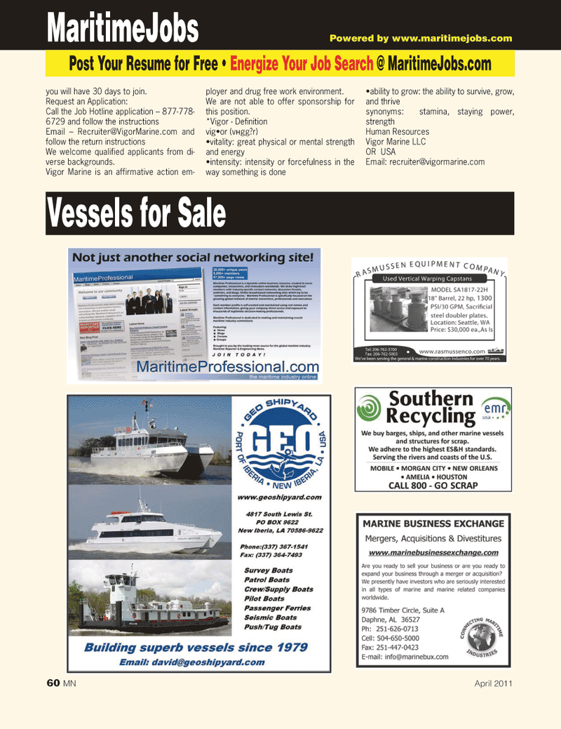 Marine News Magazine, page 3rd Cover,  Apr 2011