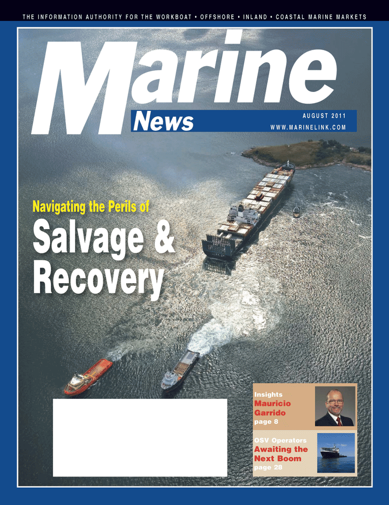 Marine News Magazine Cover Aug 2011 - Marine Salvage & Recovery Edition