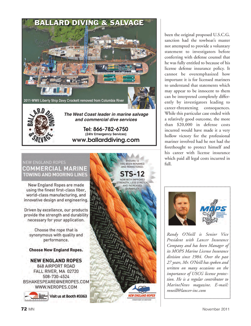 Marine News Magazine, page 72,  Nov 2011
