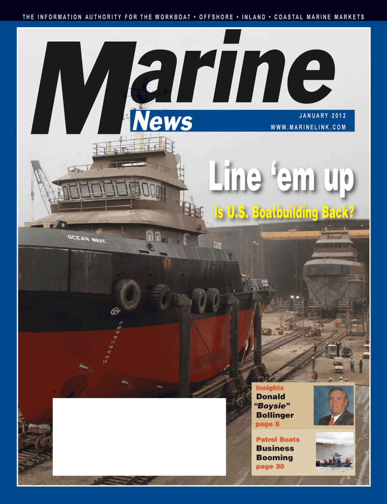 Marine News Magazine Cover Jan 2012 - Vessel Construction & Repair