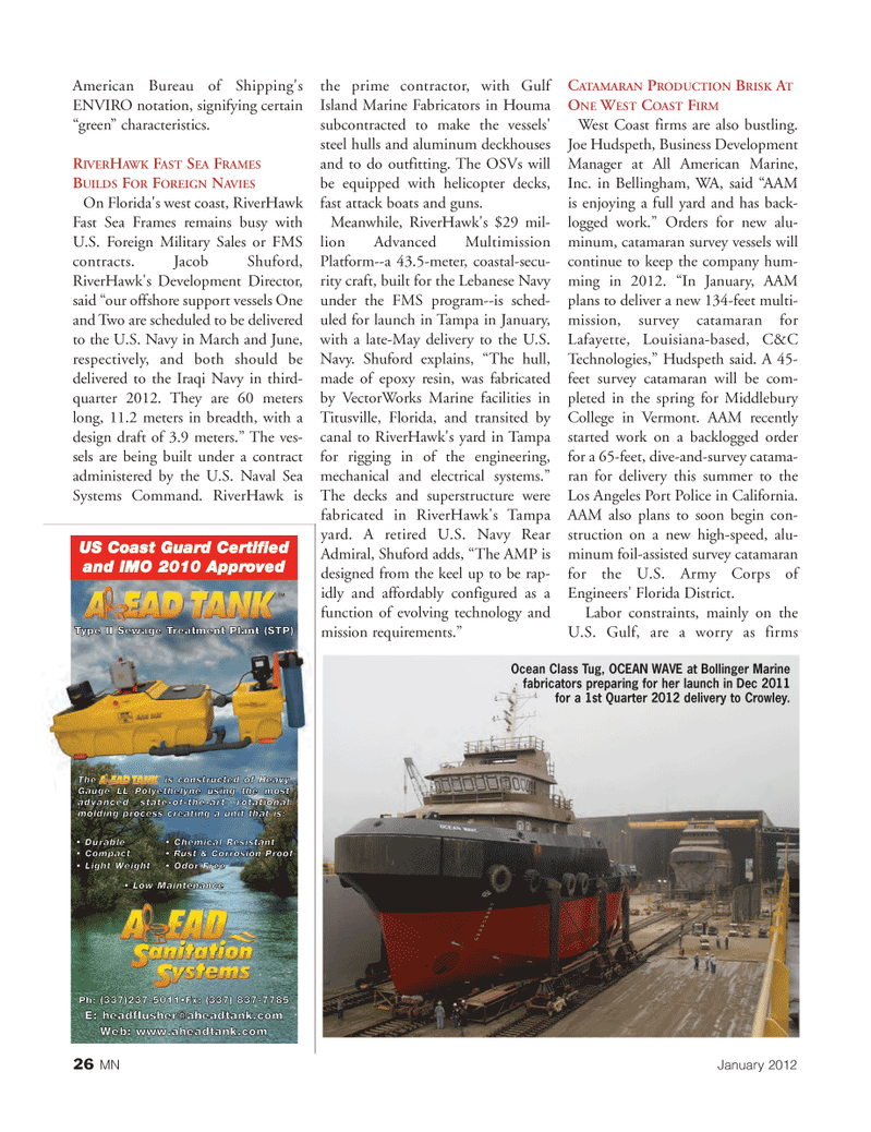 Marine News Magazine, page 26,  Jan 2012
