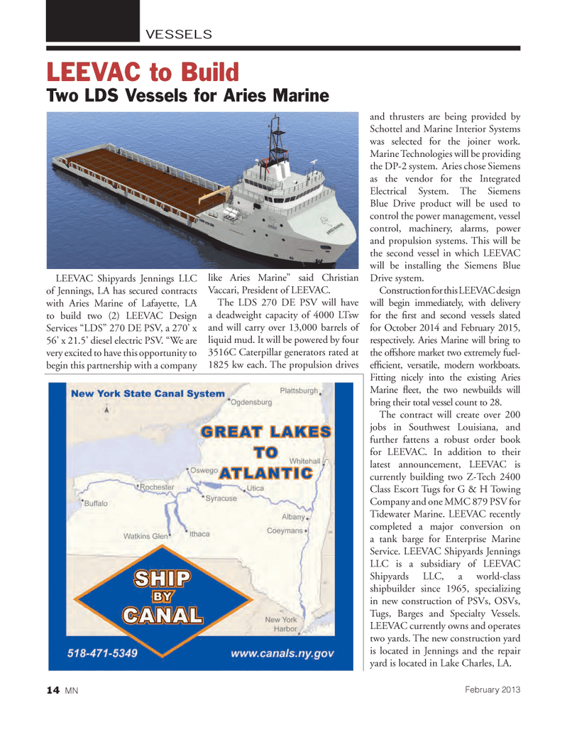 Marine News Magazine, page 14,  Feb 2013
