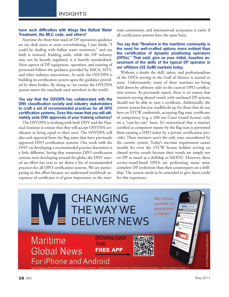 Marine News Magazine, page 16,  May 2014