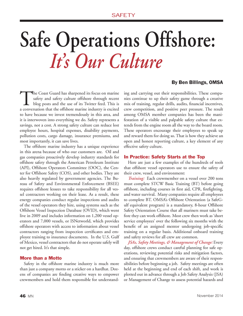 Marine News Magazine, page 46,  Nov 2014