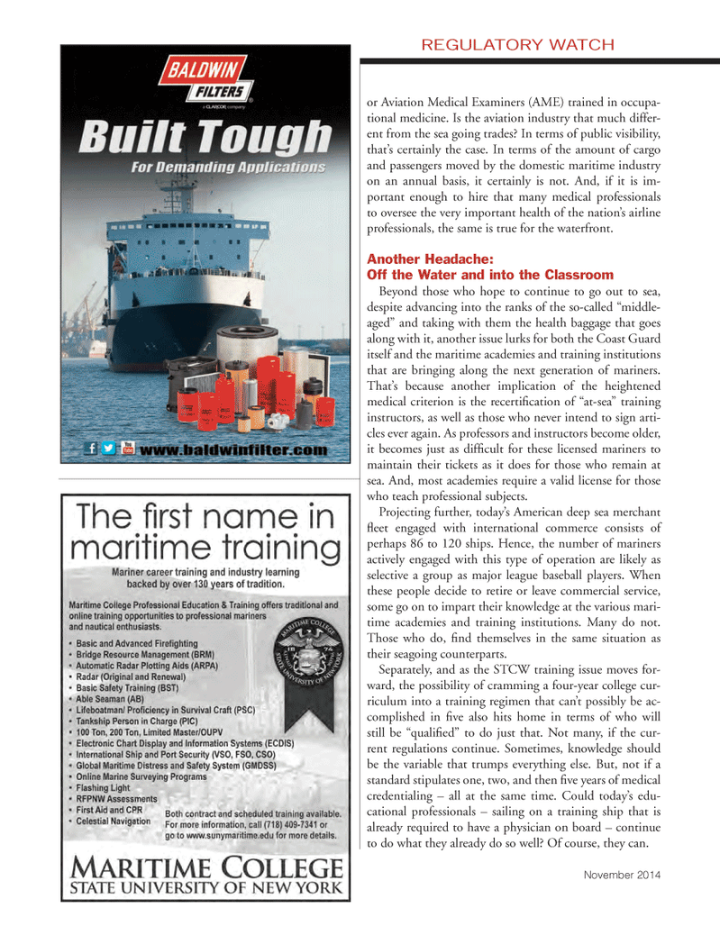 Marine News Magazine, page 4th Cover,  Nov 2014