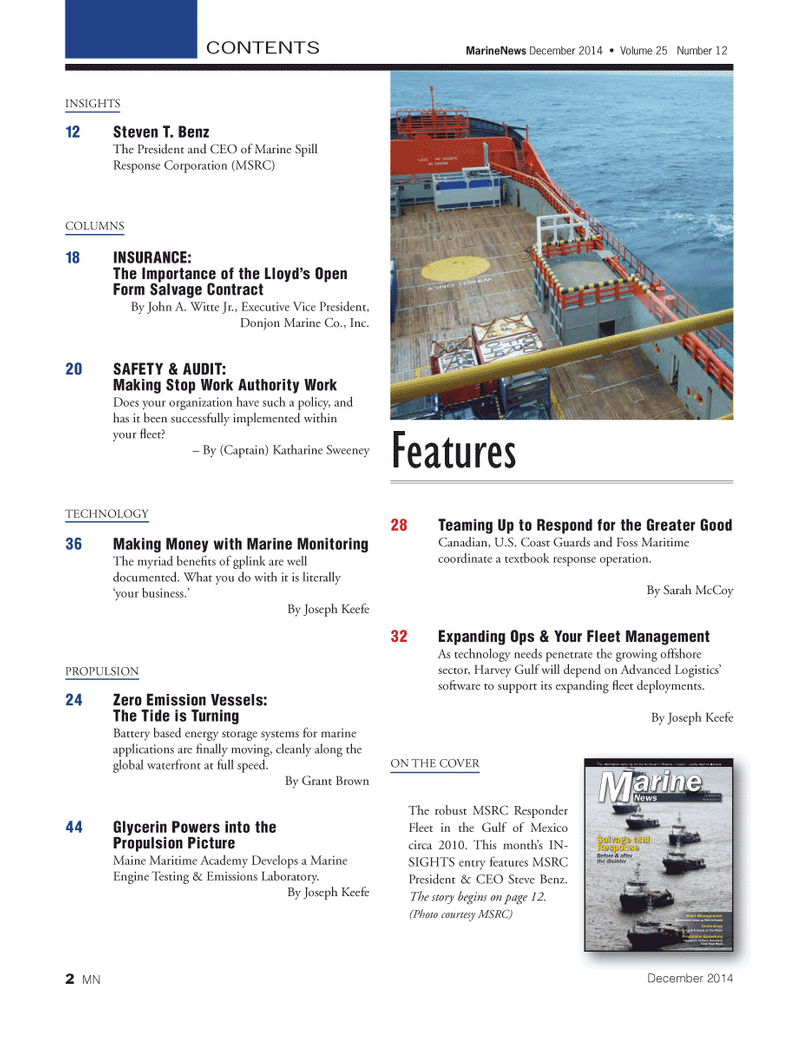 Marine News Magazine, page 2,  Dec 2014