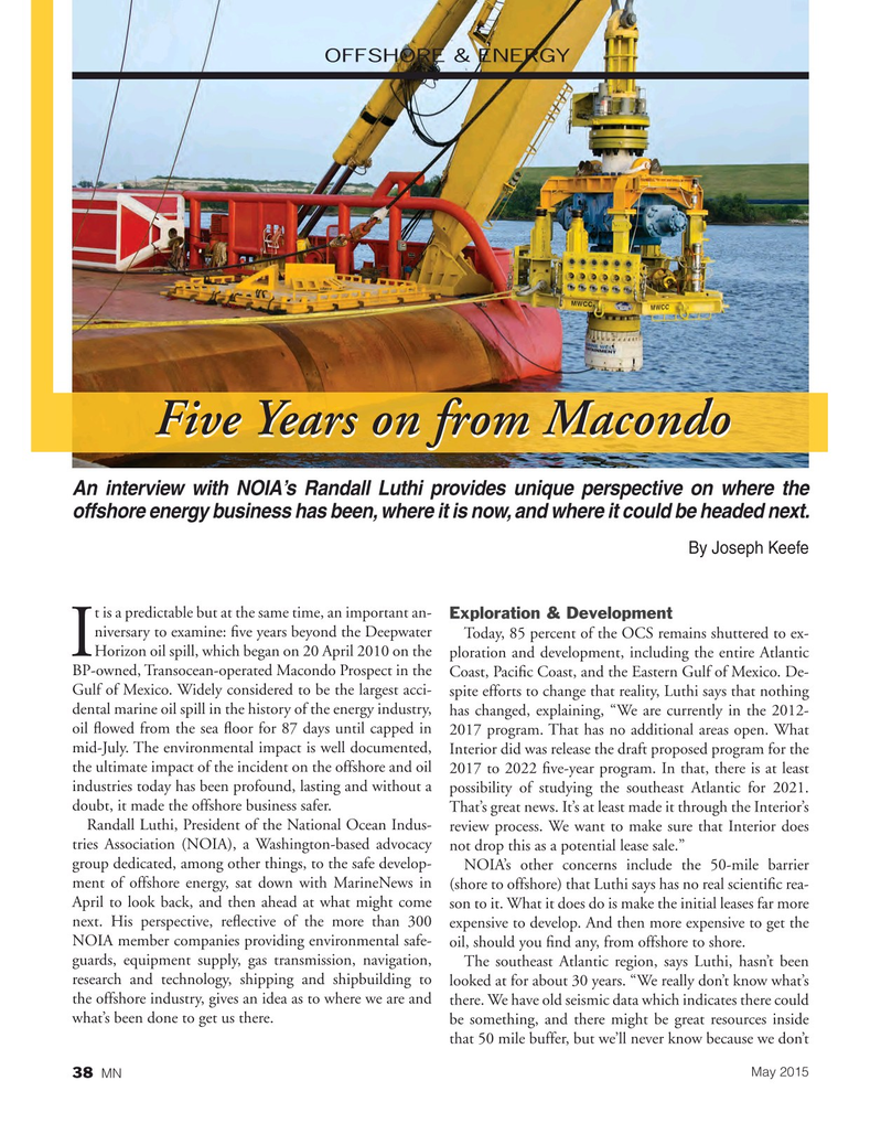 Marine News Magazine, page 38,  May 2015