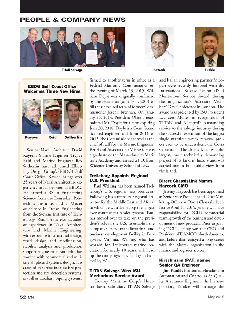Marine News Magazine, page 52,  May 2015