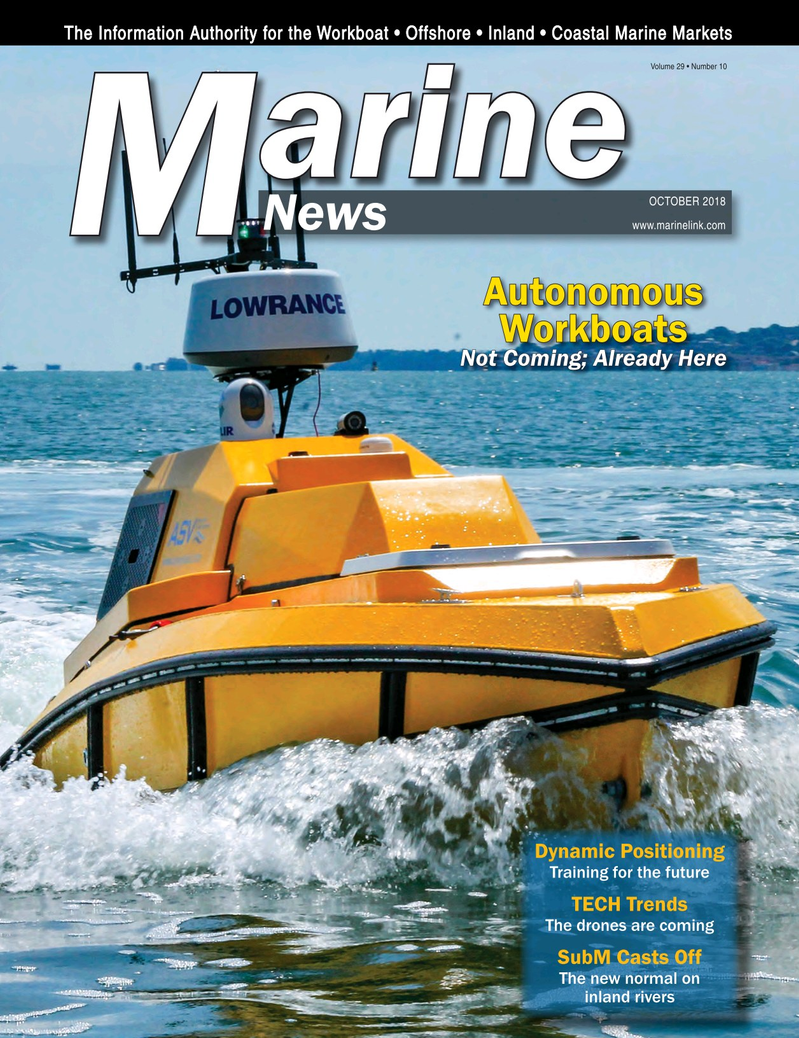 Marine News Magazine Cover Oct 2018 - Autonomous Workboats