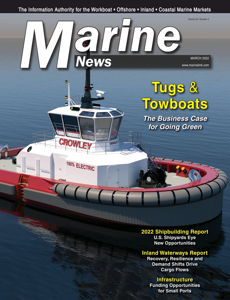Marine News Magazine Cover Mar 2022 - Pushboats, Tugs & Barges