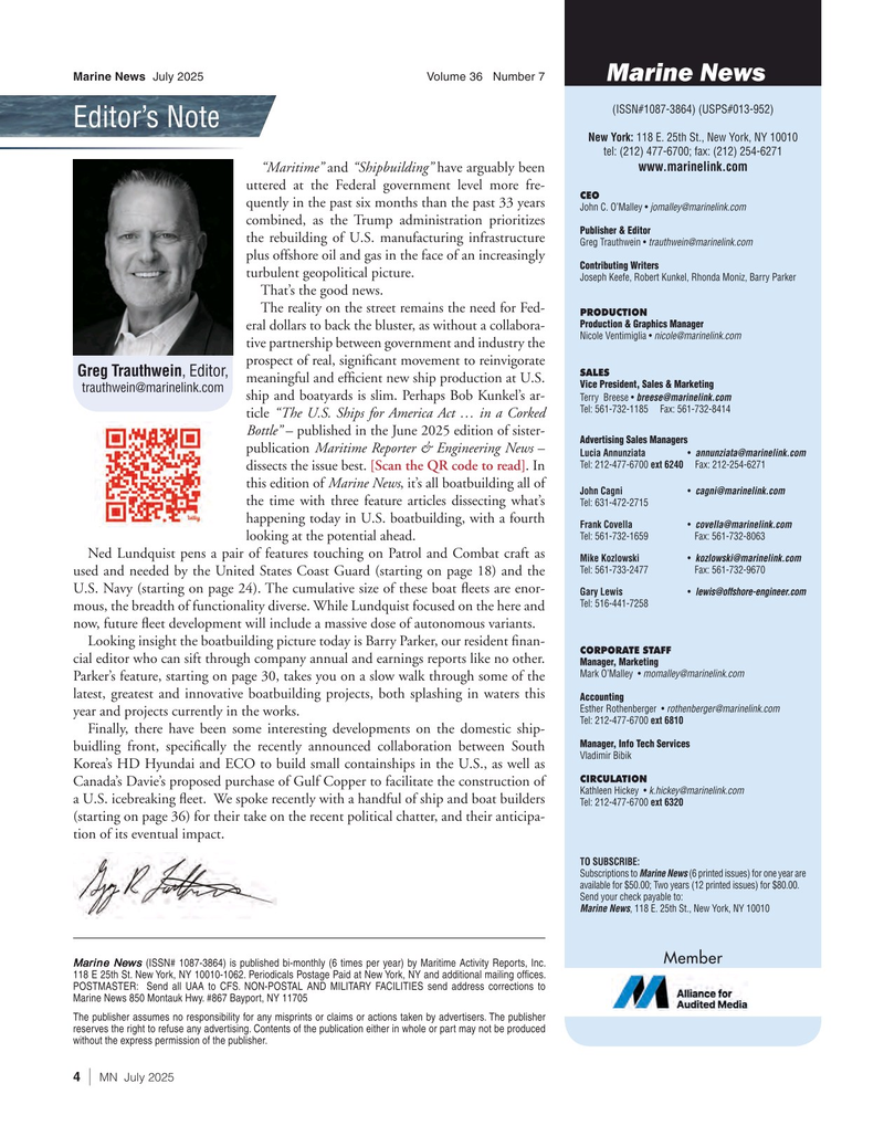Marine News Magazine, page 4,  Jul 2025
