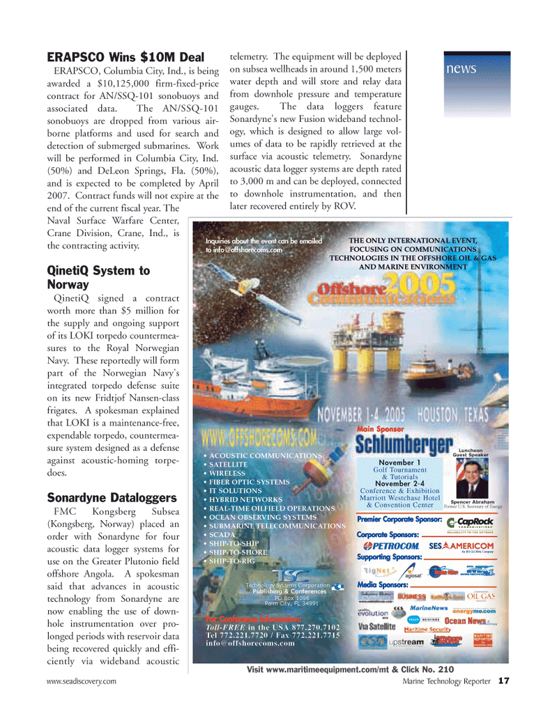 Marine Technology Magazine, page 16,  Jul 2005