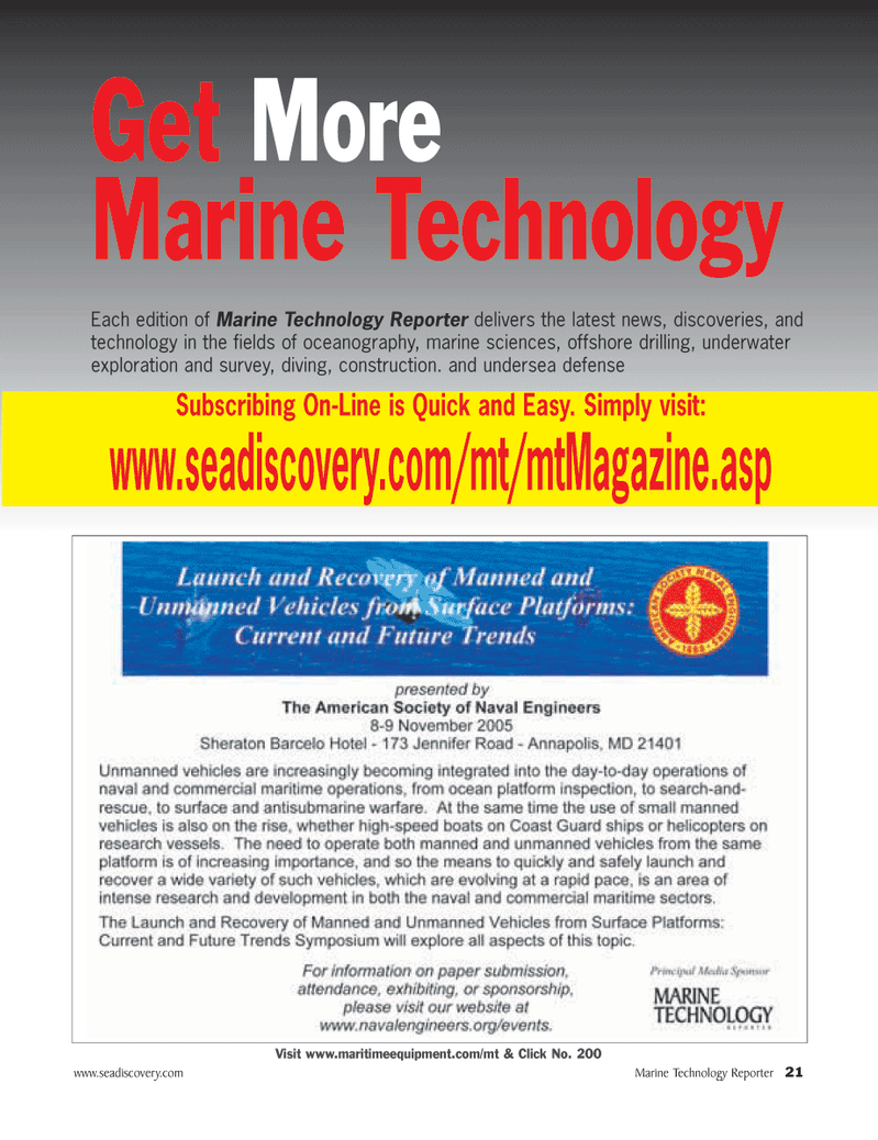 Marine Technology Magazine, page 20,  Jul 2005