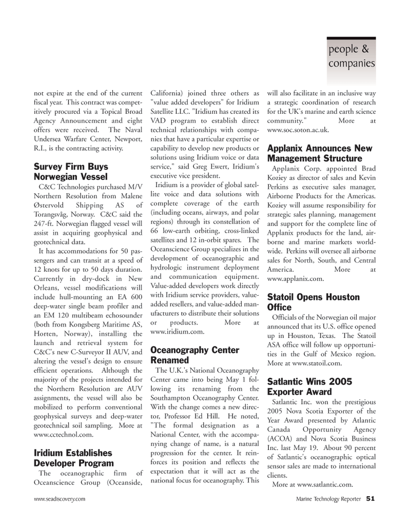 Marine Technology Magazine, page 50,  Jul 2005