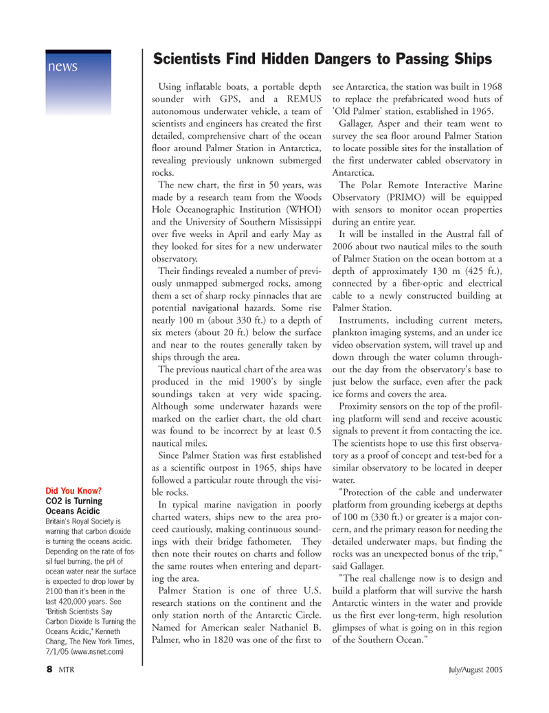 Marine Technology Magazine, page 7,  Jul 2005