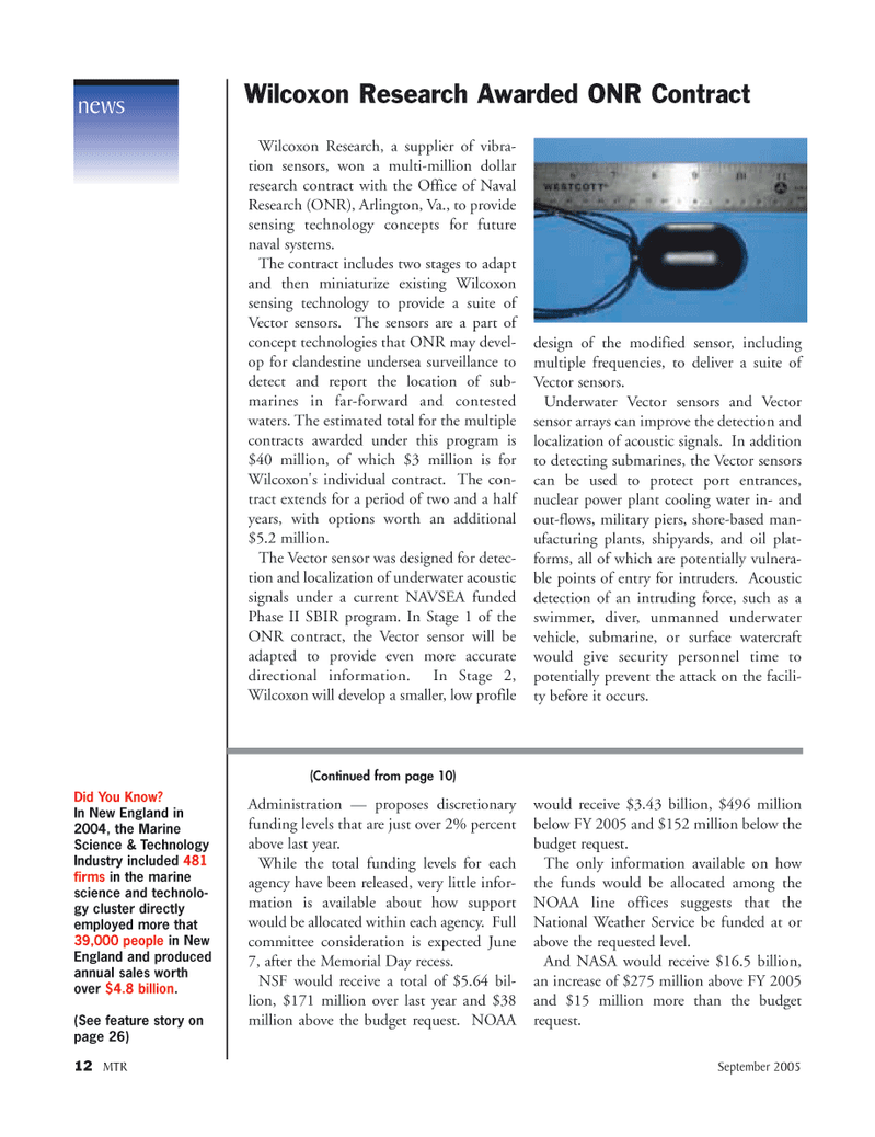 Marine Technology Magazine, page 12,  Sep 2005