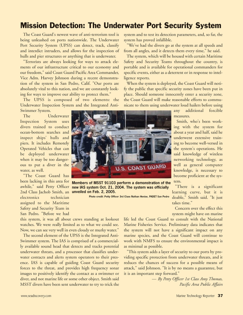 Marine Technology Magazine, page 37,  Sep 2005