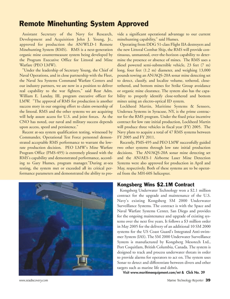 Marine Technology Magazine, page 39,  Sep 2005