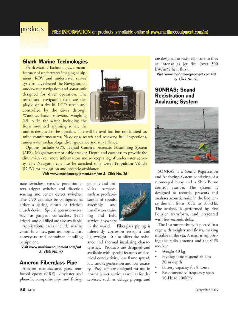 Marine Technology Magazine, page 56,  Sep 2005