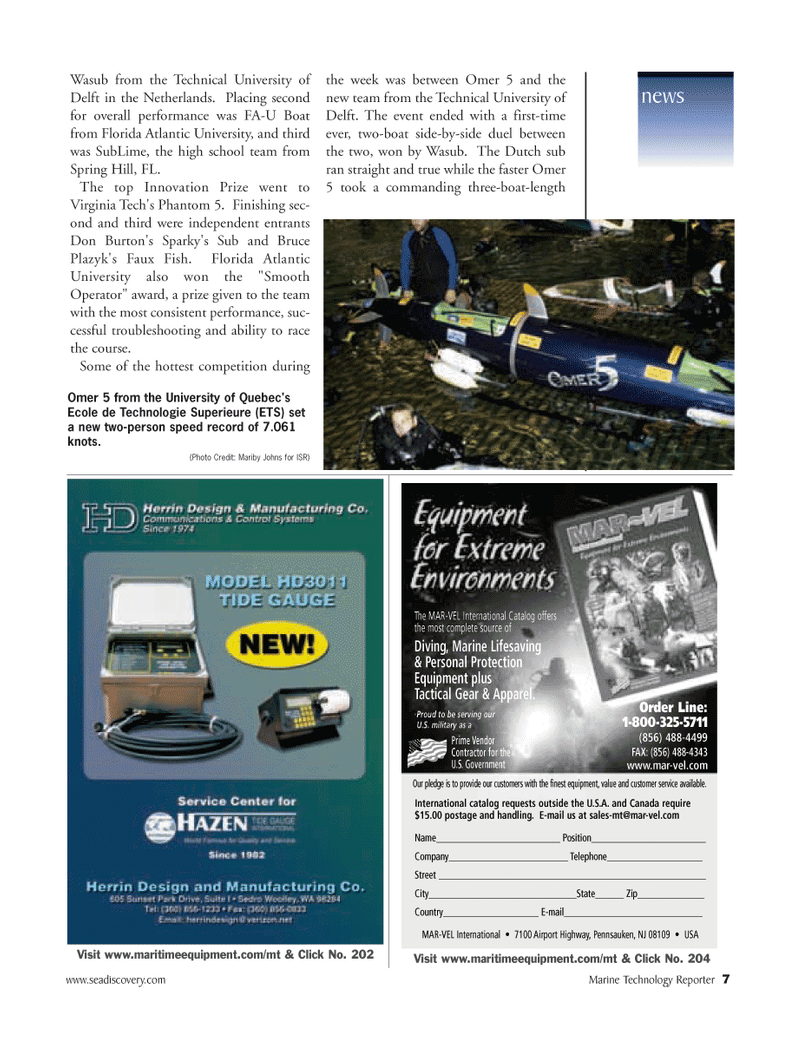 Marine Technology Magazine, page 7,  Sep 2005