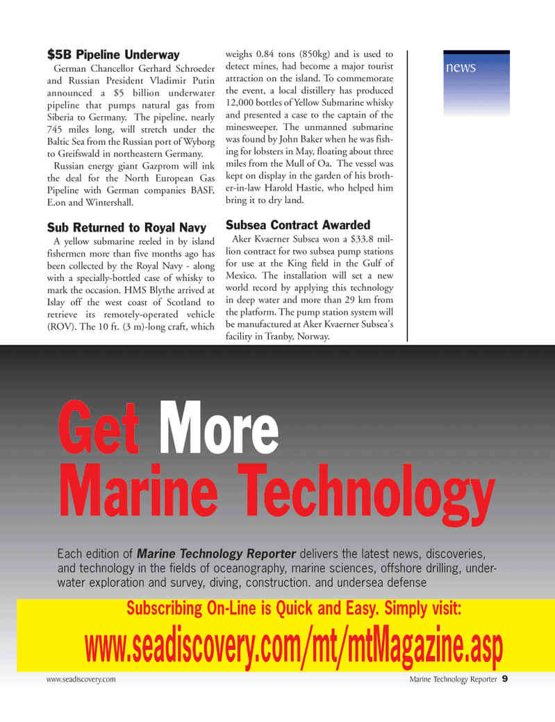 Marine Technology Magazine, page 9,  Nov 2005