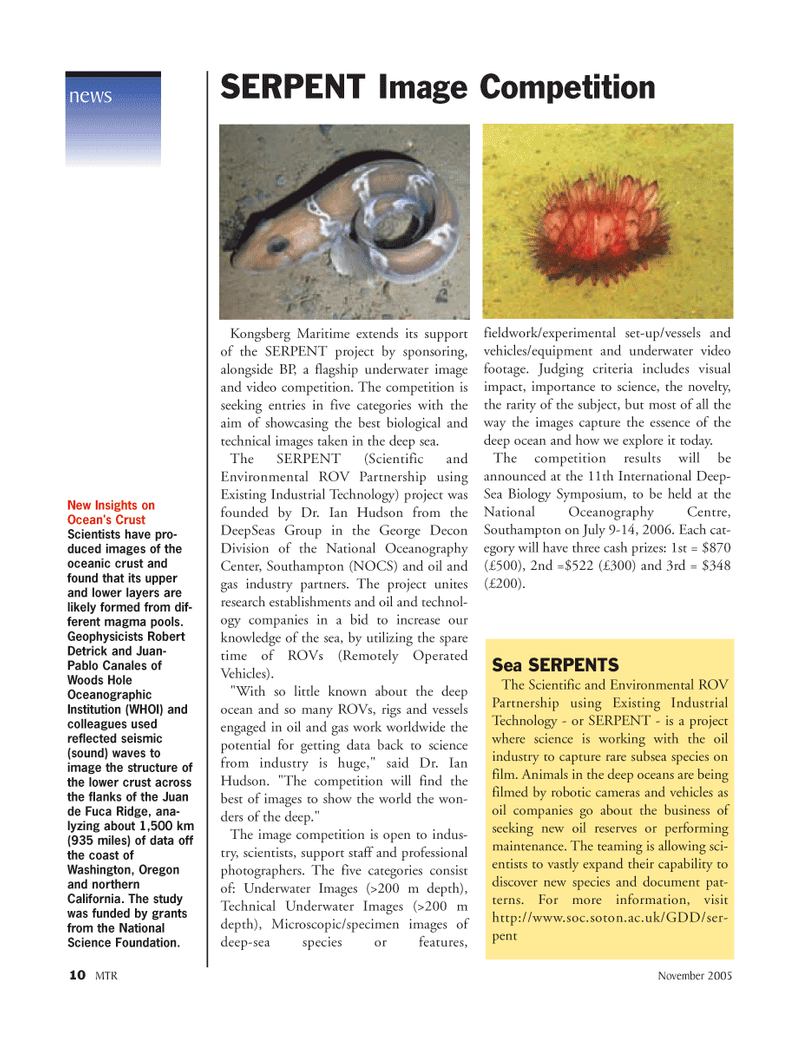 Marine Technology Magazine, page 10,  Nov 2005