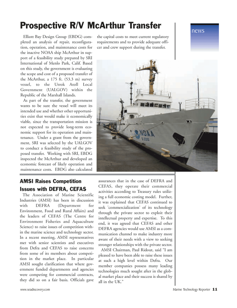 Marine Technology Magazine, page 11,  Nov 2005