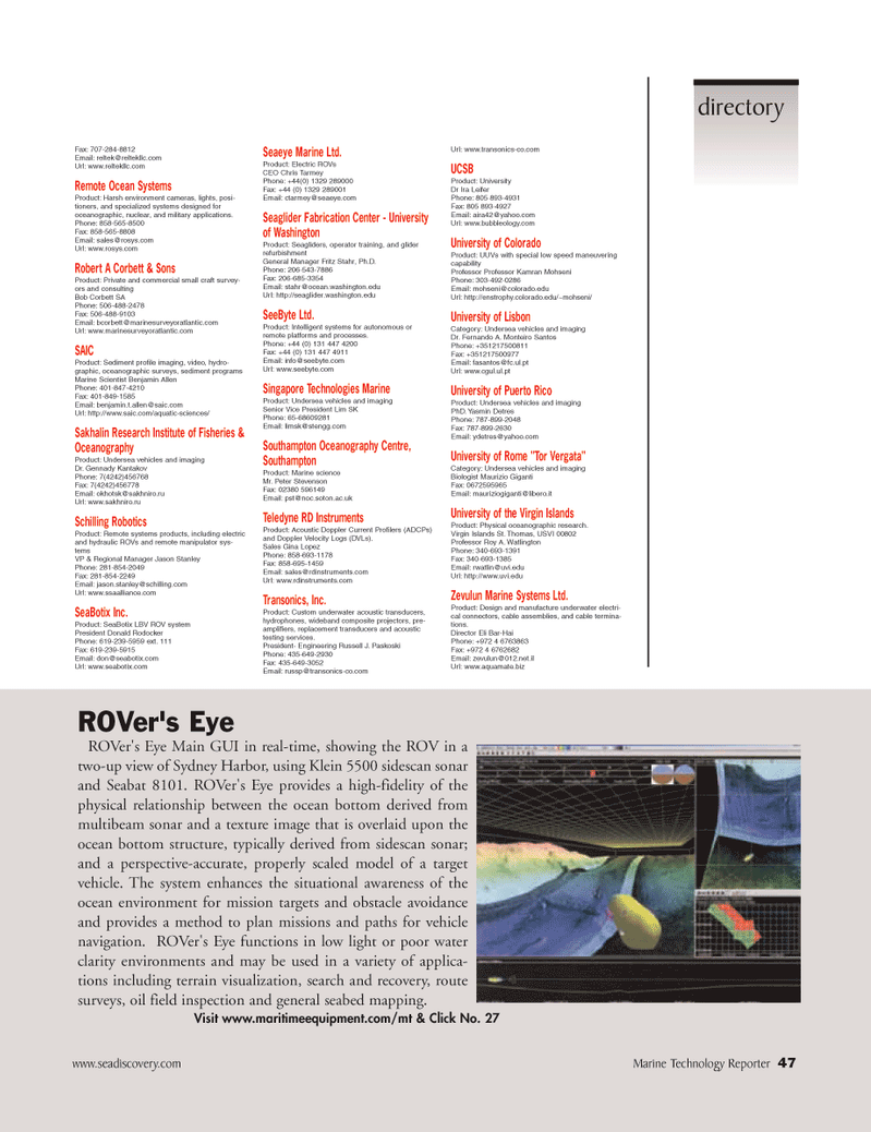 Marine Technology Magazine, page 47,  Nov 2005