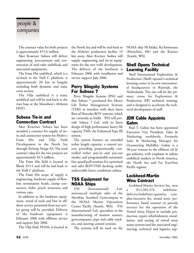Marine Technology Magazine, page 52,  Nov 2005