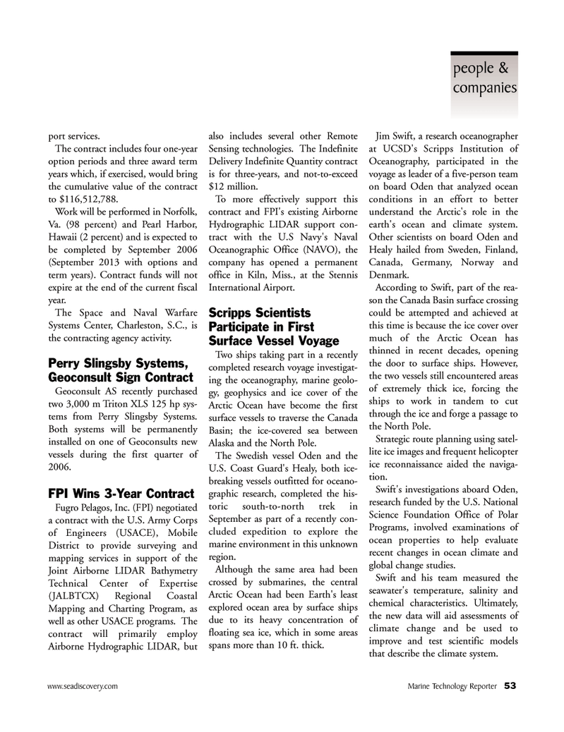 Marine Technology Magazine, page 53,  Nov 2005