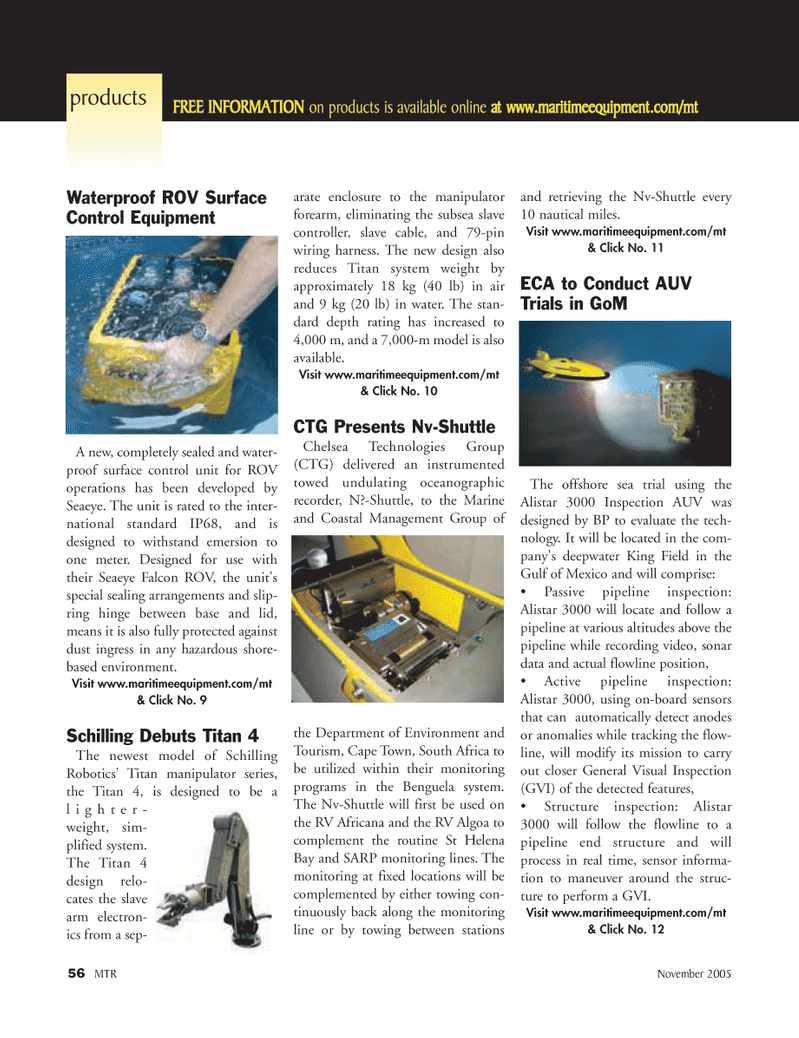 Marine Technology Magazine, page 56,  Nov 2005