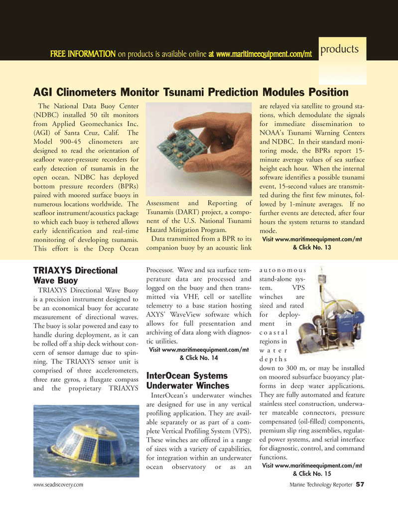Marine Technology Magazine, page 57,  Nov 2005