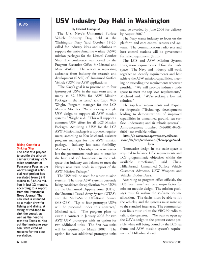 Marine Technology Magazine, page 6,  Nov 2005