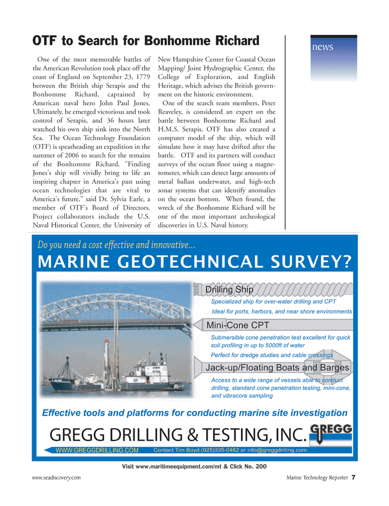 Marine Technology Magazine, page 7,  Nov 2005