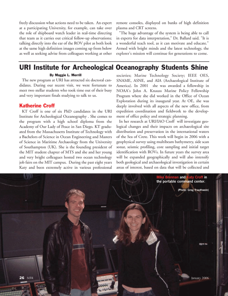Marine Technology Magazine, page 26,  Jan 2006