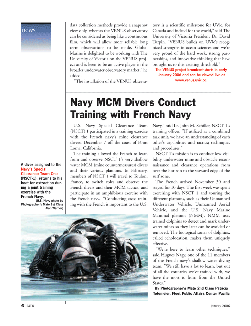 Marine Technology Magazine, page 6,  Jan 2006