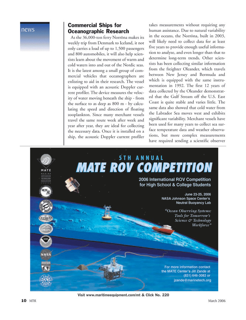 Marine Technology Magazine, page 9,  Mar 2006