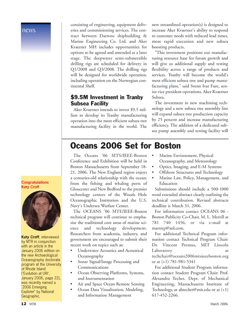 Marine Technology Magazine, page 11,  Mar 2006